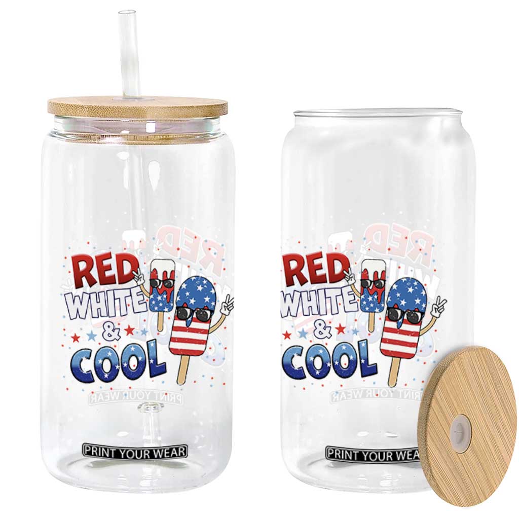 American Flag Popsicle Glass Can Red White And Cool
