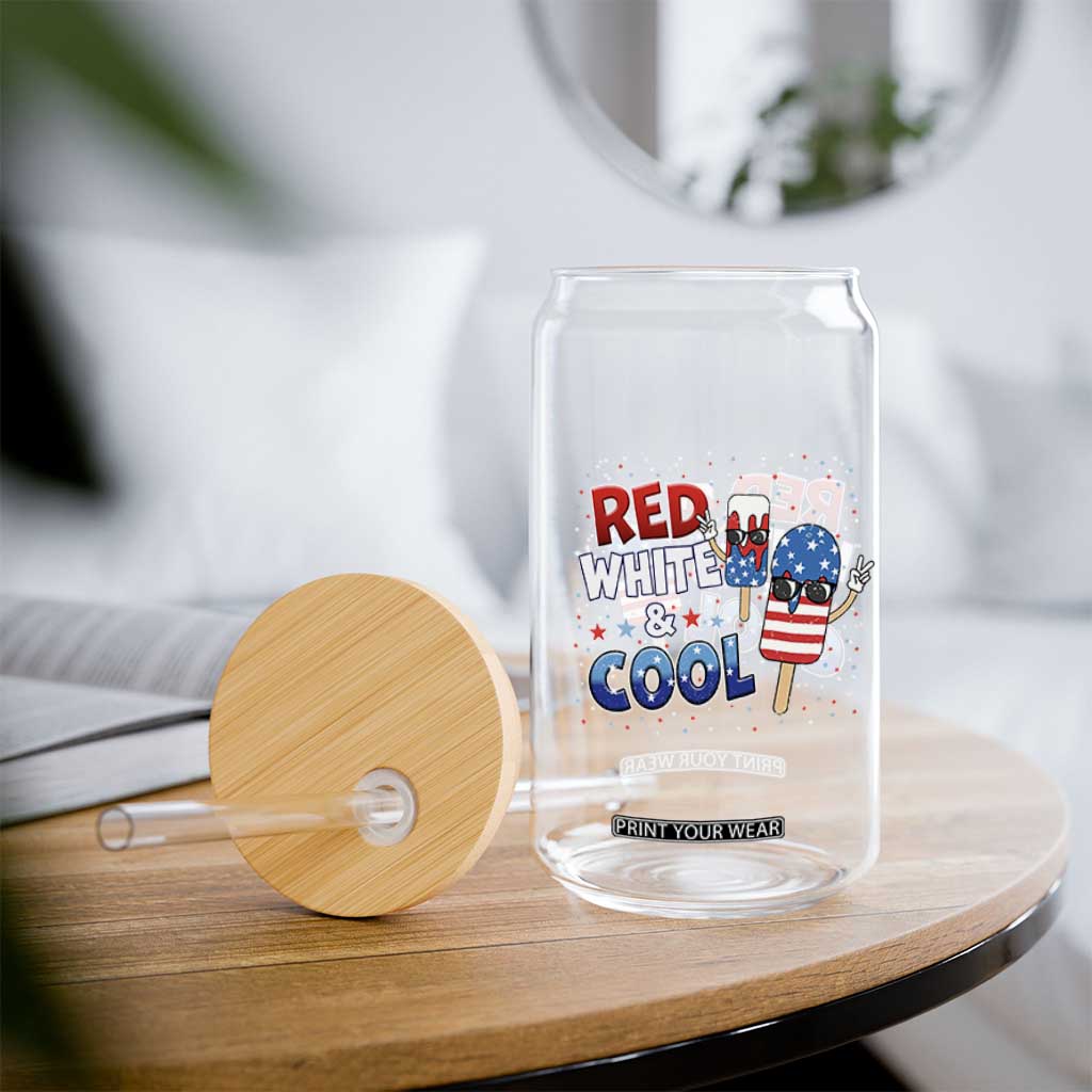 American Flag Popsicle Glass Can Red White And Cool