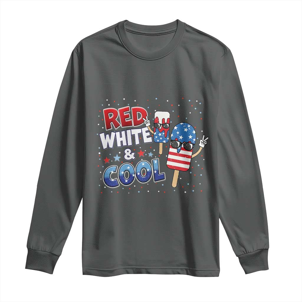 American Flag Popsicle Long Sleeve Shirt Red White And Cool TS12 Dark Heather Print Your Wear