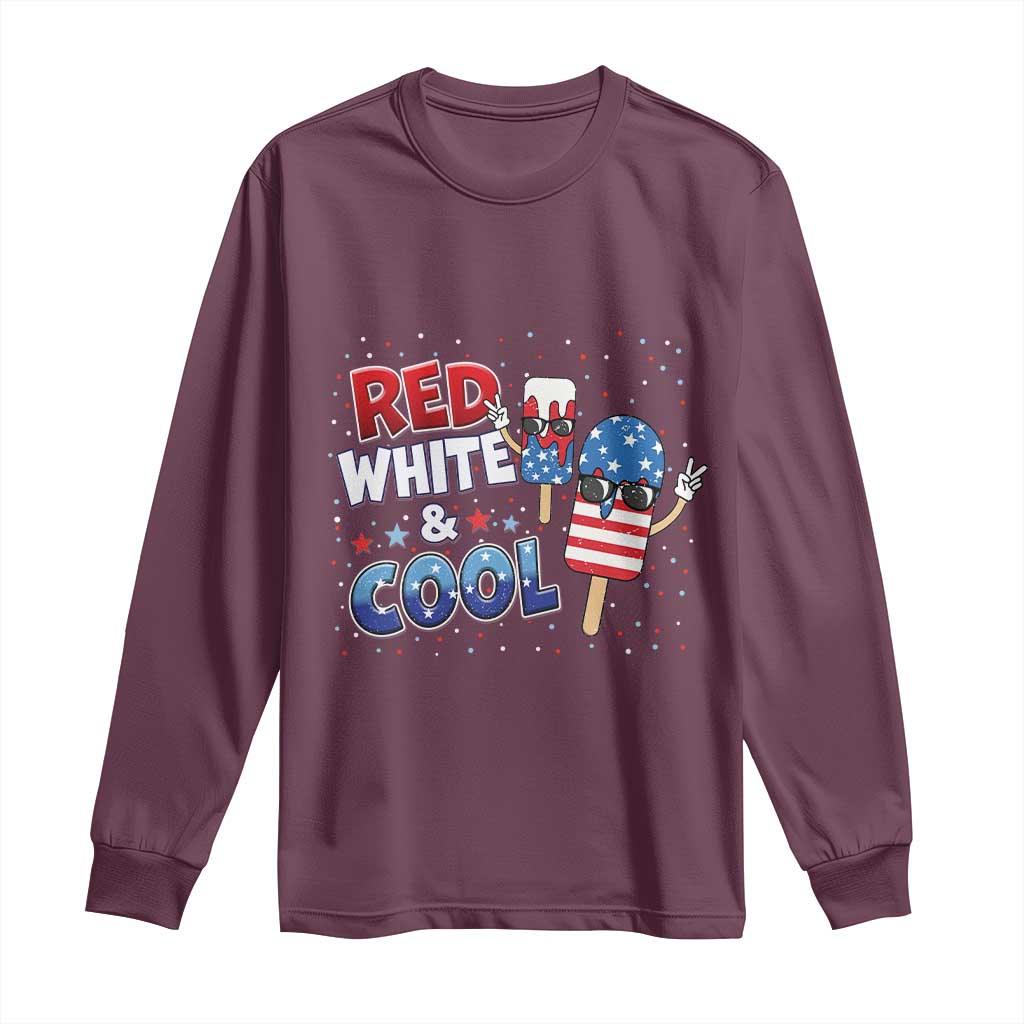 American Flag Popsicle Long Sleeve Shirt Red White And Cool TS12 Maroon Print Your Wear