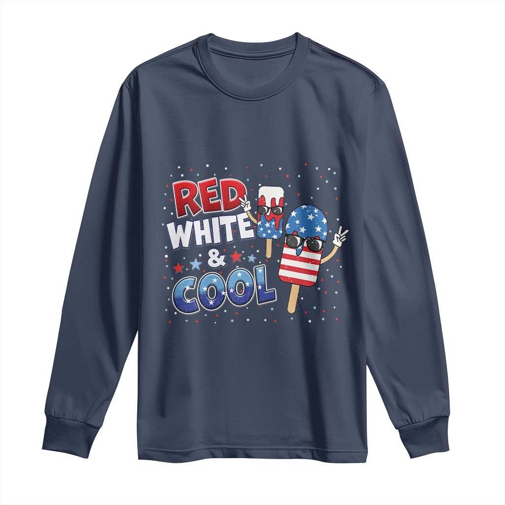 American Flag Popsicle Long Sleeve Shirt Red White And Cool TS12 Navy Print Your Wear