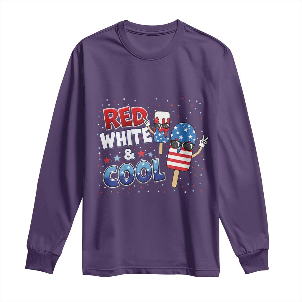 American Flag Popsicle Long Sleeve Shirt Red White And Cool TS12 Purple Print Your Wear