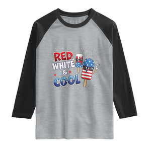 American Flag Popsicle Raglan Shirt Red White And Cool TS12 Heather Gray Black Print Your Wear