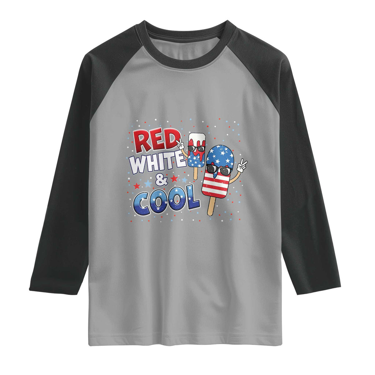 American Flag Popsicle Raglan Shirt Red White And Cool TS12 Sport Gray Black Print Your Wear