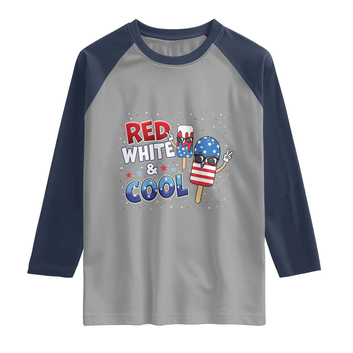 American Flag Popsicle Raglan Shirt Red White And Cool TS12 Sport Gray Navy Print Your Wear
