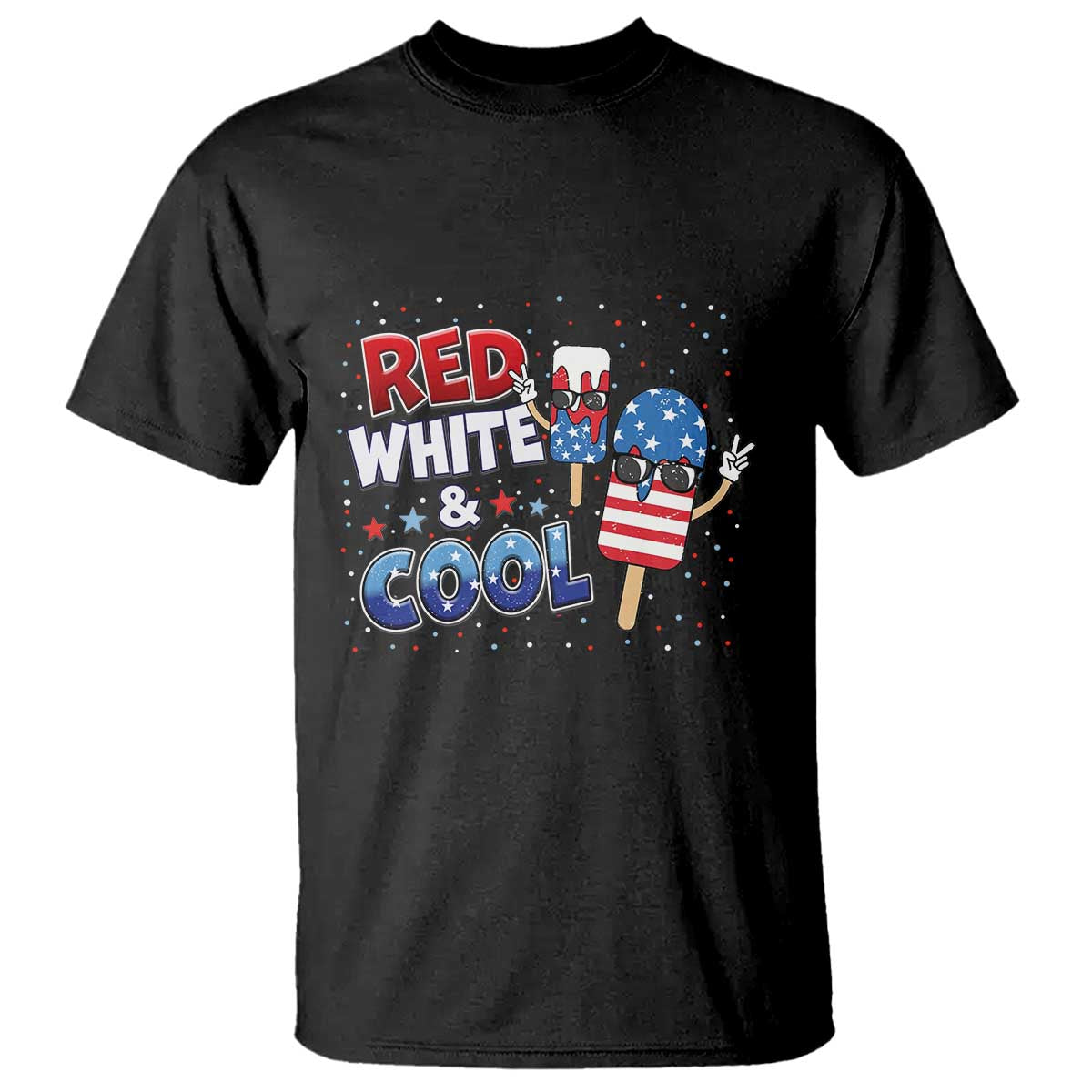 American Flag Popsicle T Shirt Red White And Cool TS12 Black Print Your Wear