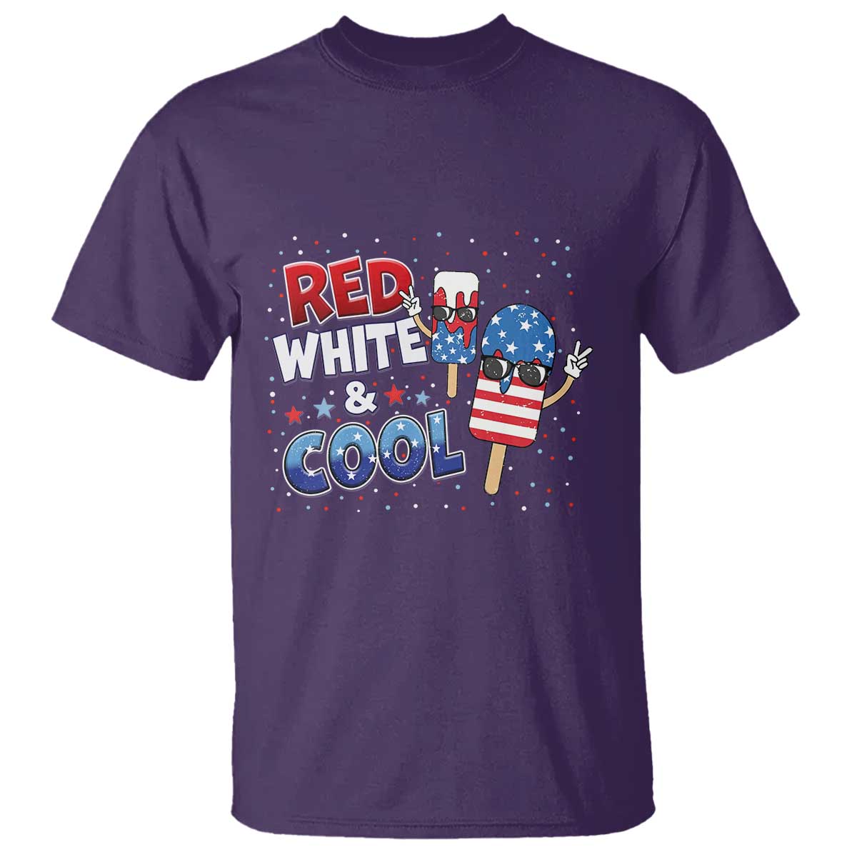 American Flag Popsicle T Shirt Red White And Cool TS12 Purple Print Your Wear
