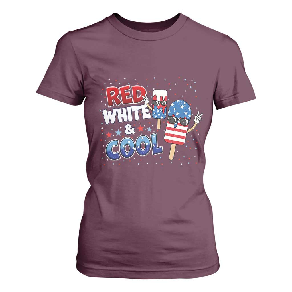 American Flag Popsicle T Shirt For Women Red White And Cool