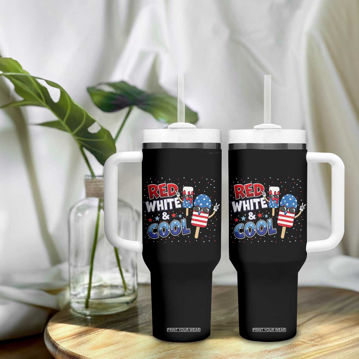 American Flag Popsicle Tumbler With Handle Red White And Cool