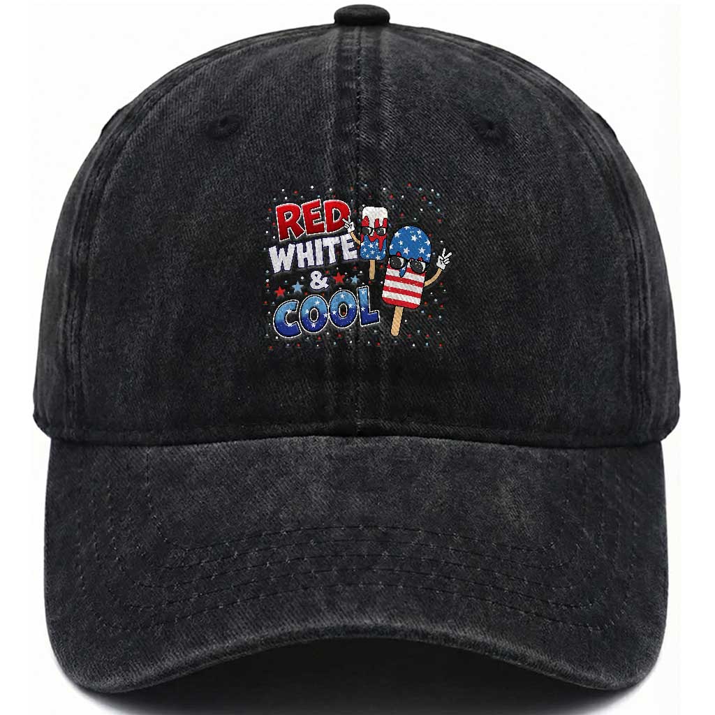 American Flag Popsicle Washed Cotton Baseball Cap Red White And Cool TS12 Print Your Wear