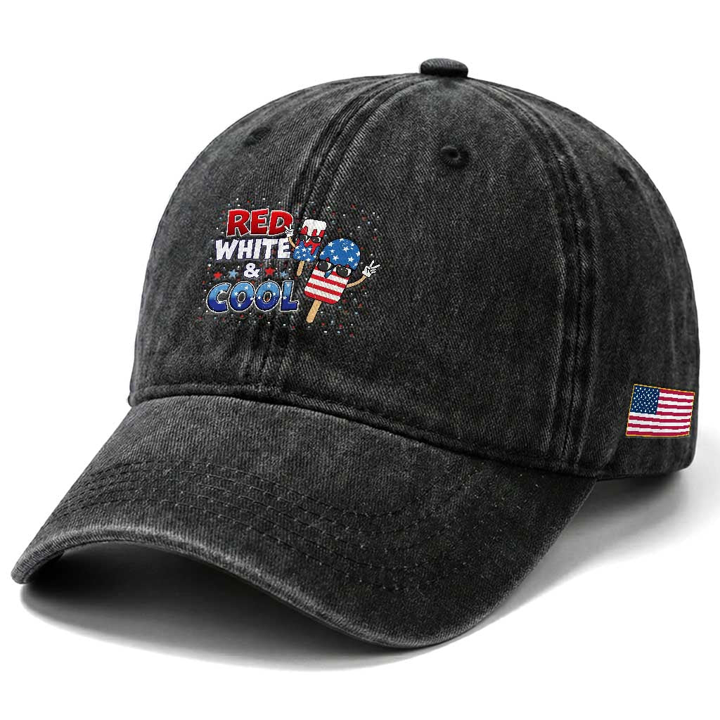 American Flag Popsicle Washed Cotton Baseball Cap Red White And Cool TS12 Print Your Wear