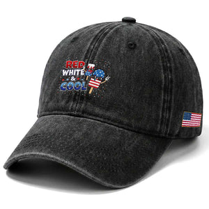 American Flag Popsicle Washed Cotton Baseball Cap Red White And Cool TS12 Print Your Wear