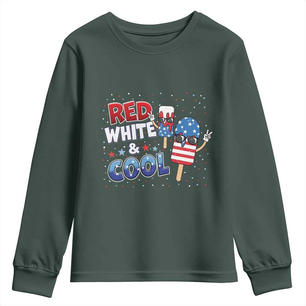 American Flag Popsicle Youth Sweatshirt Red White And Cool