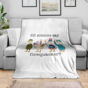 Funny Duck 4th Of July Throw Blanket Did Someone Say Firequacker