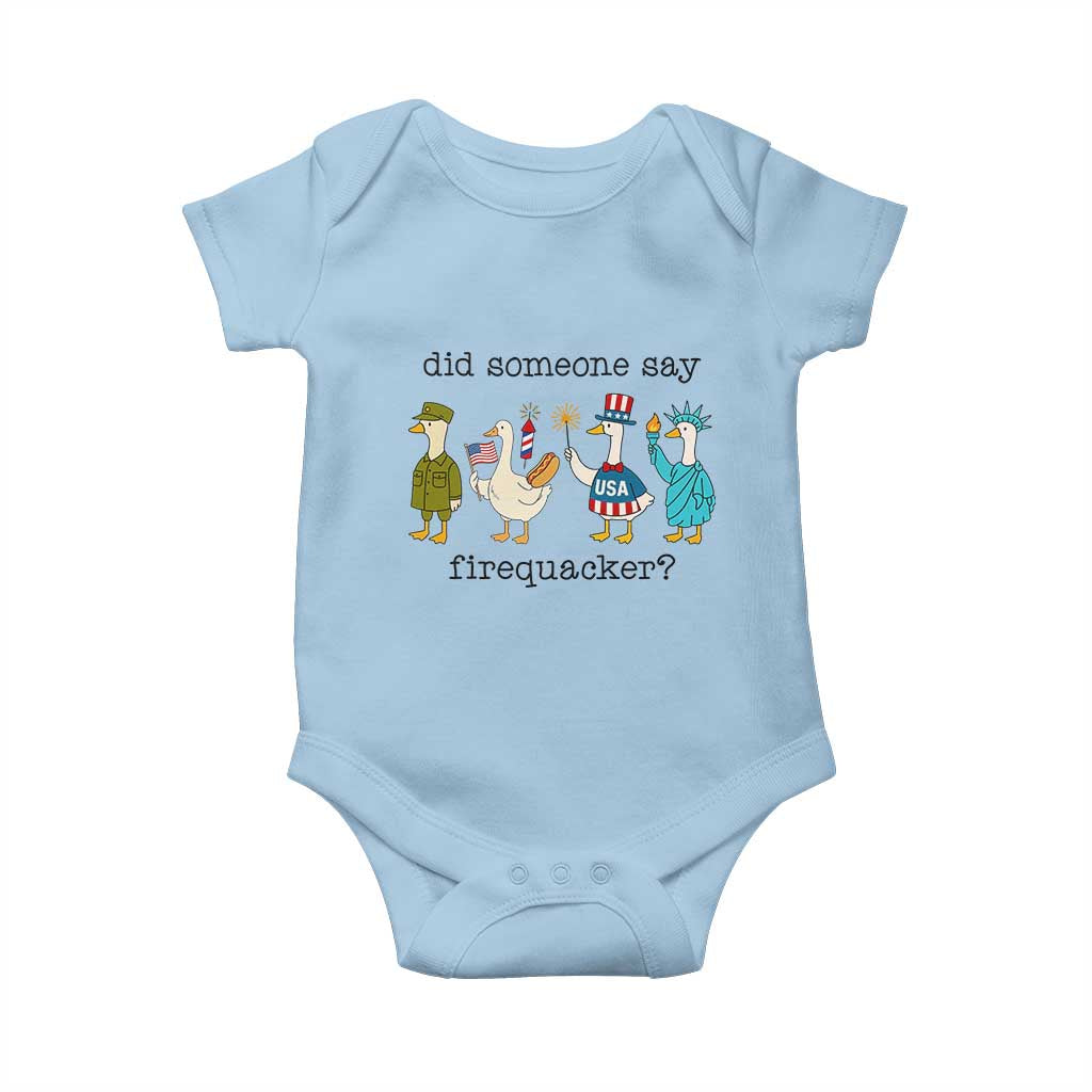 Funny Duck 4th Of July Baby Onesie Did Someone Say Firequacker