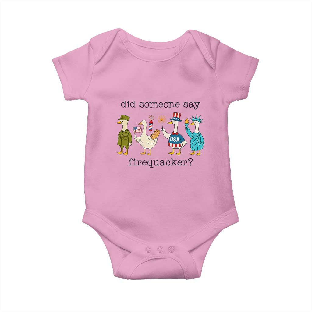 Funny Duck 4th Of July Baby Onesie Did Someone Say Firequacker