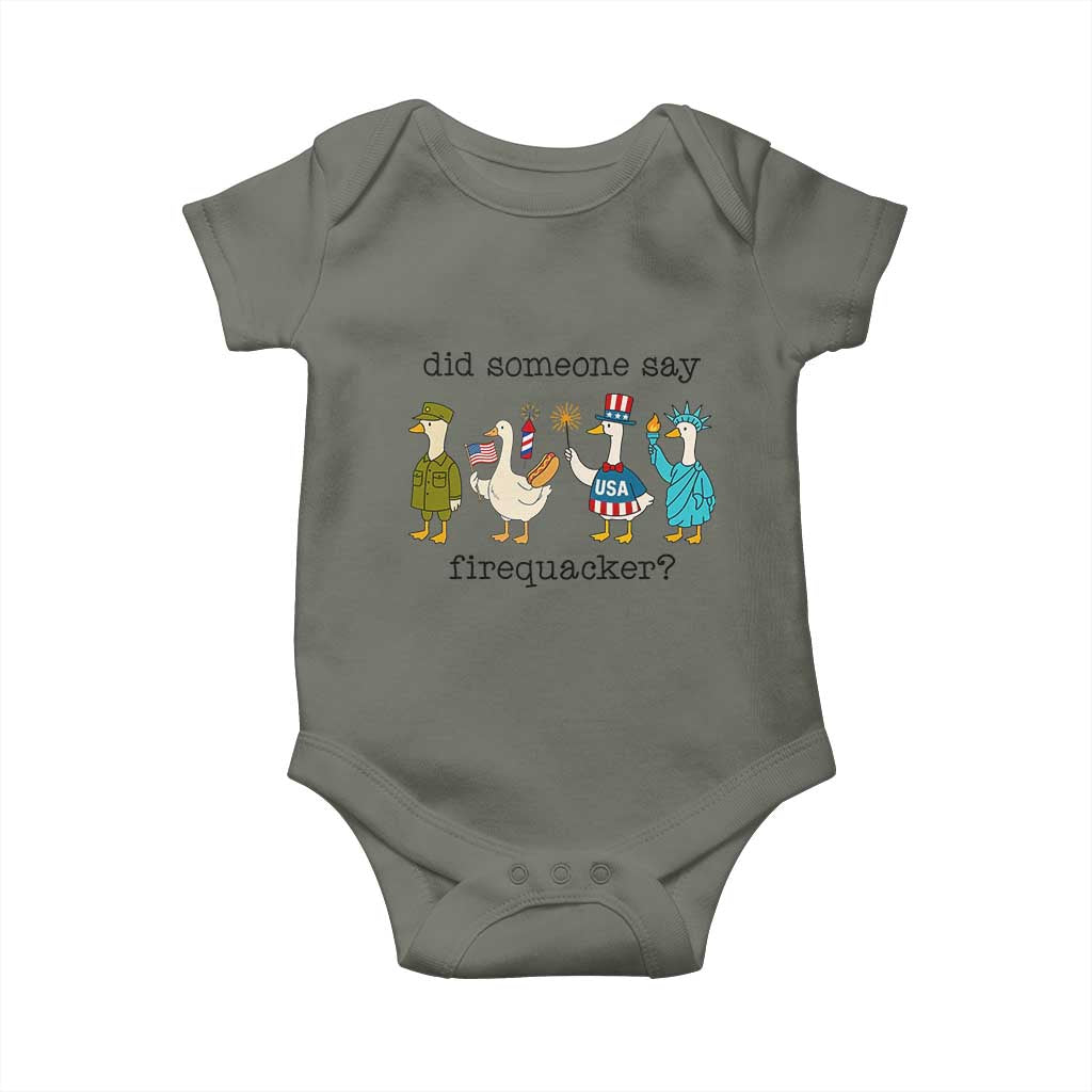 Funny Duck 4th Of July Baby Onesie Did Someone Say Firequacker
