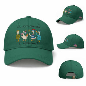 Funny Duck 4th Of July Baseball Cap Did Someone Say Firequacker TS12 Baseball Cap Universal Fit Irish Green Print Your Wear