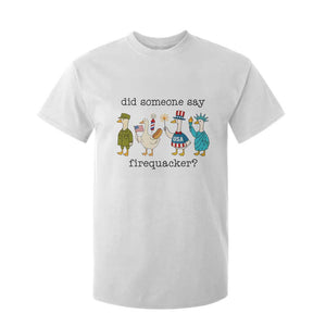 Funny Duck 4th Of July T Shirt For Kid Did Someone Say Firequacker
