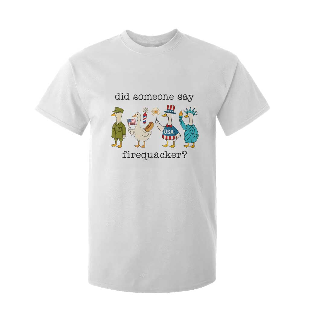 Funny Duck 4th Of July T Shirt For Kid Did Someone Say Firequacker TS12 White Print Your Wear