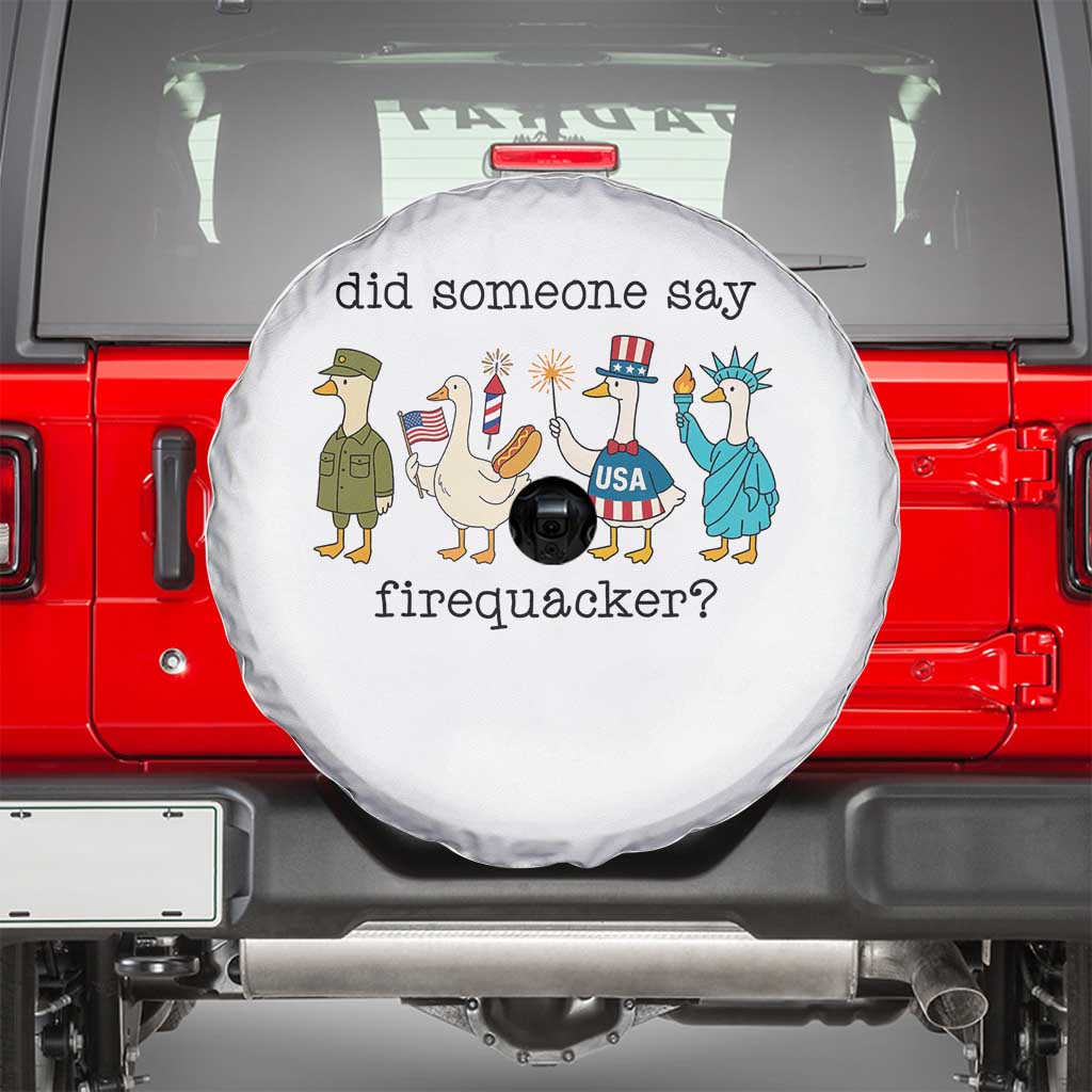 Funny Duck 4th Of July Spare Tire Cover Did Someone Say Firequacker