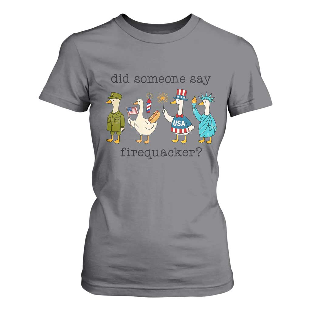 Funny Duck 4th Of July T Shirt For Women Did Someone Say Firequacker