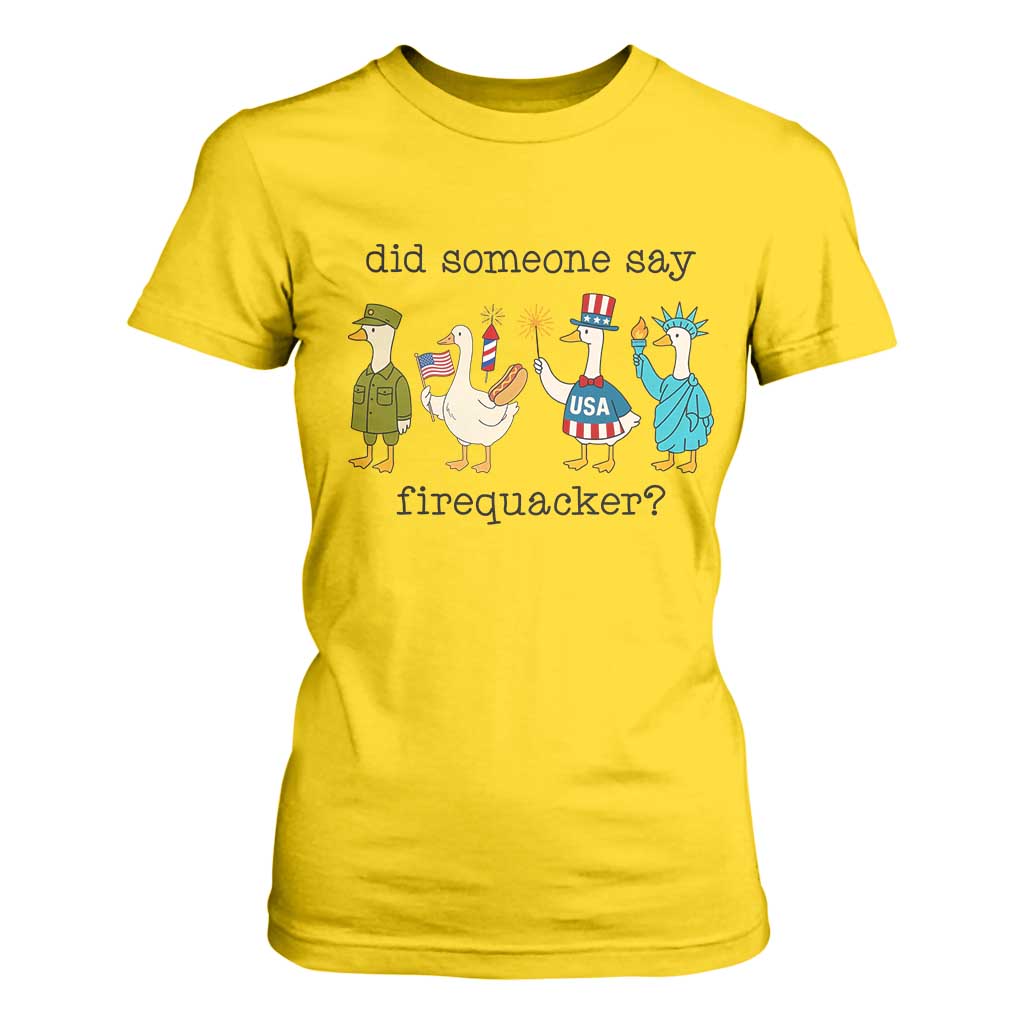 Funny Duck 4th Of July T Shirt For Women Did Someone Say Firequacker