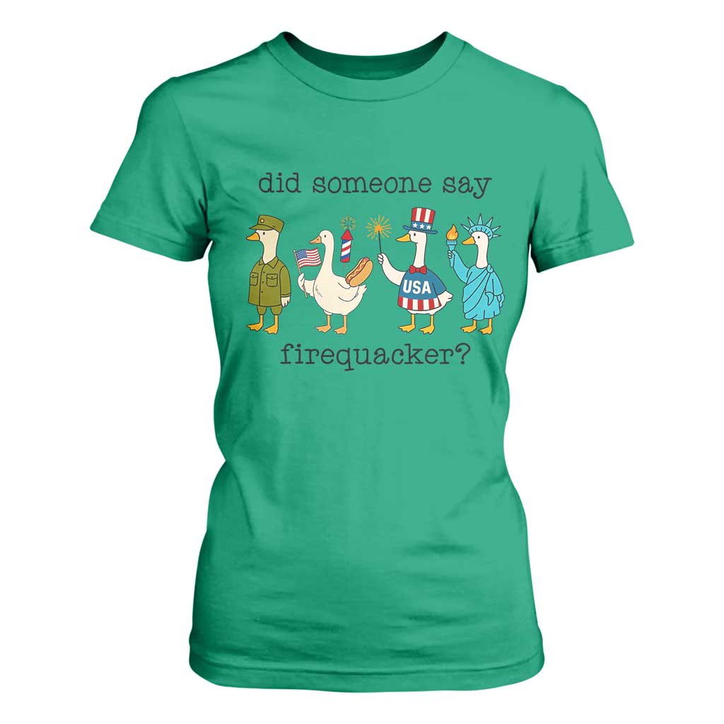 Funny Duck 4th Of July T Shirt For Women Did Someone Say Firequacker