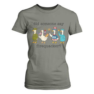 Funny Duck 4th Of July T Shirt For Women Did Someone Say Firequacker