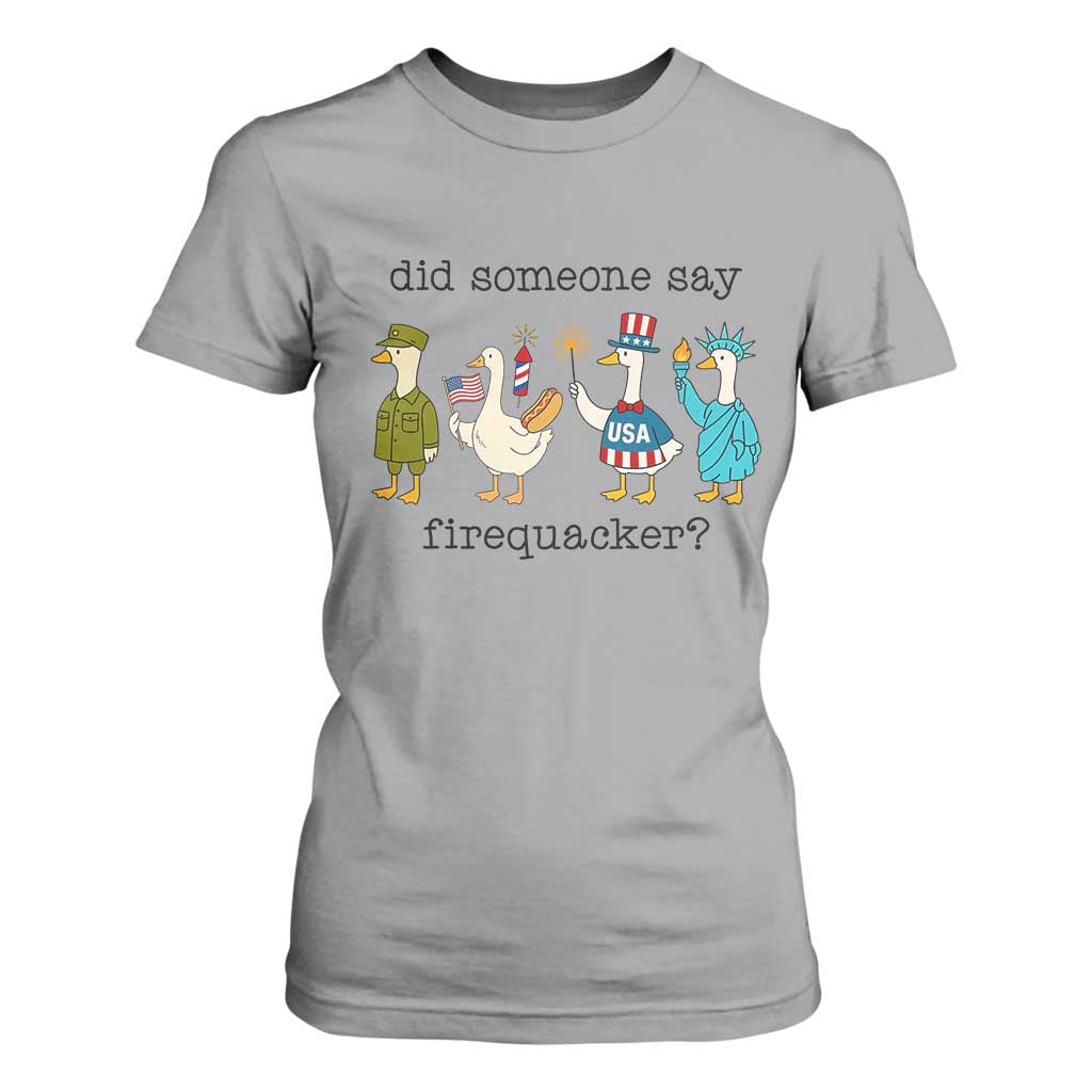 Funny Duck 4th Of July T Shirt For Women Did Someone Say Firequacker
