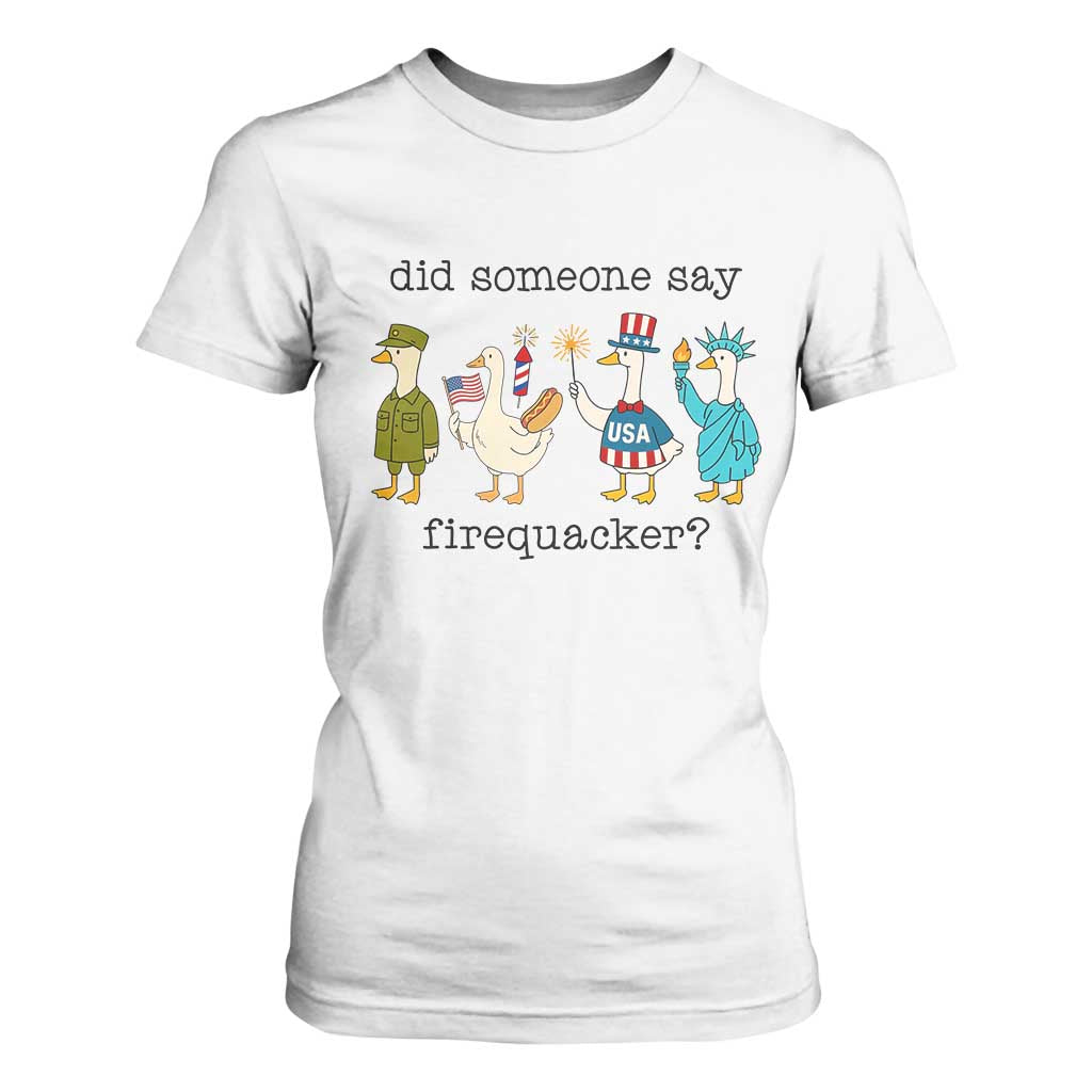 Funny Duck 4th Of July T Shirt For Women Did Someone Say Firequacker