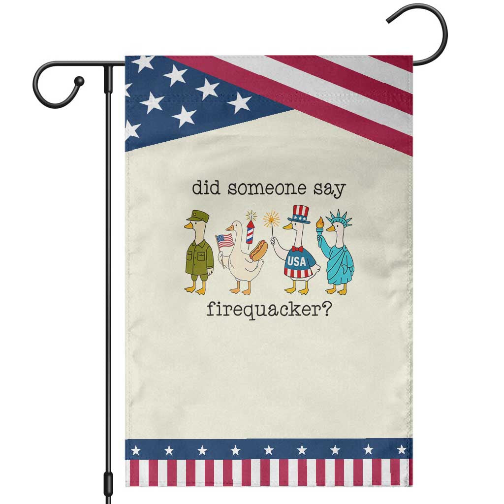 Funny Duck 4th Of July Patriotic Garden Flag Did Someone Say Firequacker TS12 Modern Beige Blue Print Your Wear