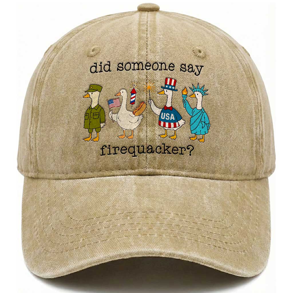 Funny Duck 4th Of July Washed Cotton Baseball Cap Did Someone Say Firequacker