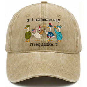 Funny Duck 4th Of July Washed Cotton Baseball Cap Did Someone Say Firequacker