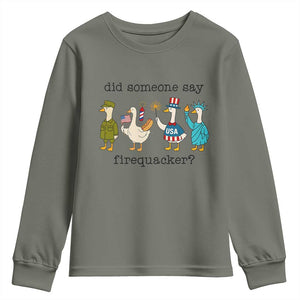 Funny Duck 4th Of July Youth Sweatshirt Did Someone Say Firequacker