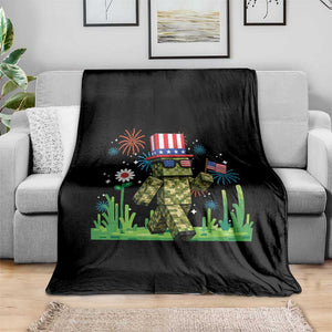4th Of July Gamer Throw Blanket Pixel Art US Flag Gaming