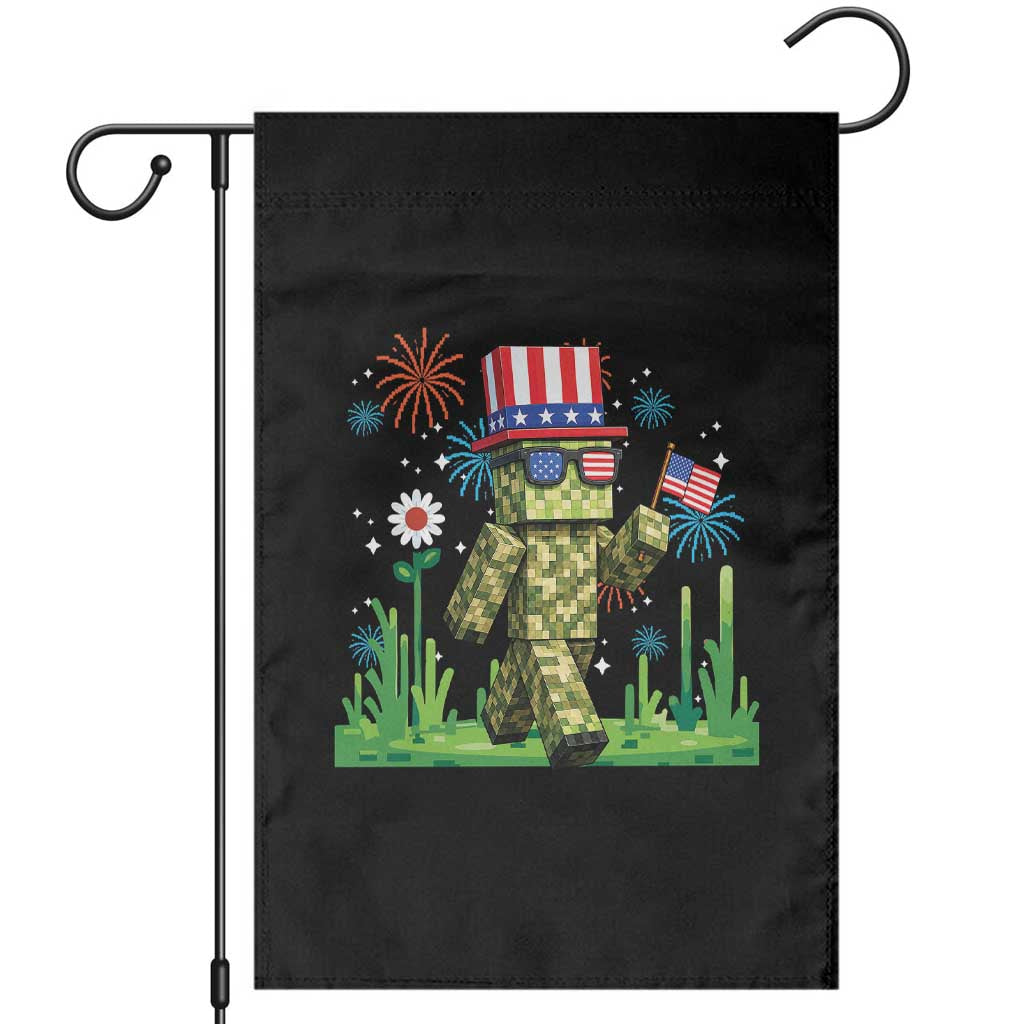 4th Of July Gamer Garden Flag Pixel Art US Flag Gaming TS12 Black Print Your Wear