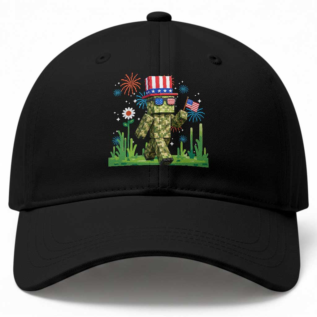 4th Of July Gamer Baseball Cap Pixel Art US Flag Gaming