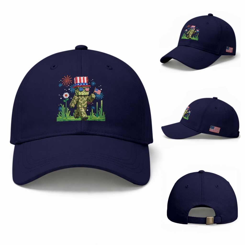 4th Of July Gamer Baseball Cap Pixel Art US Flag Gaming