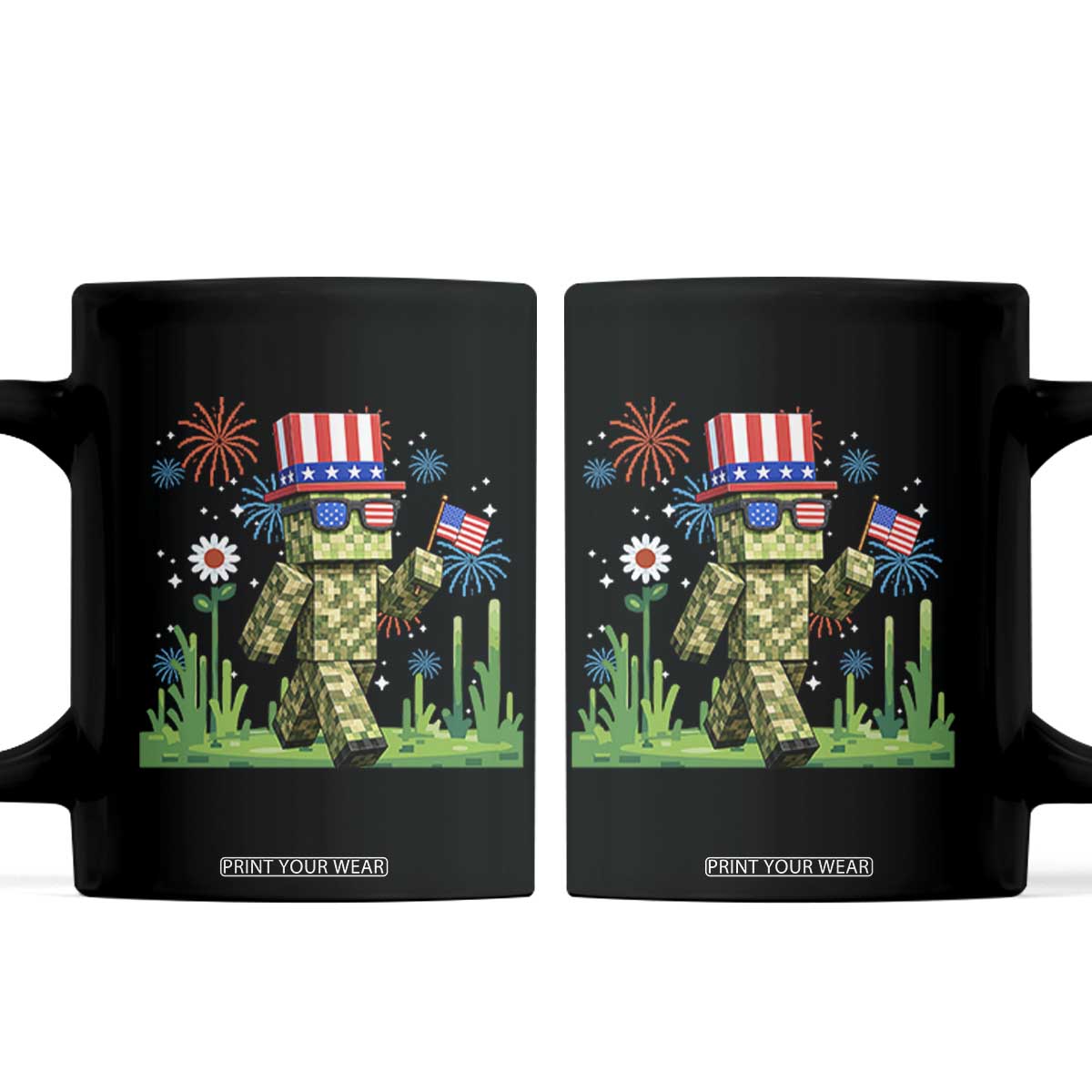 4th Of July Gamer Coffee Mug Pixel Art US Flag Gaming