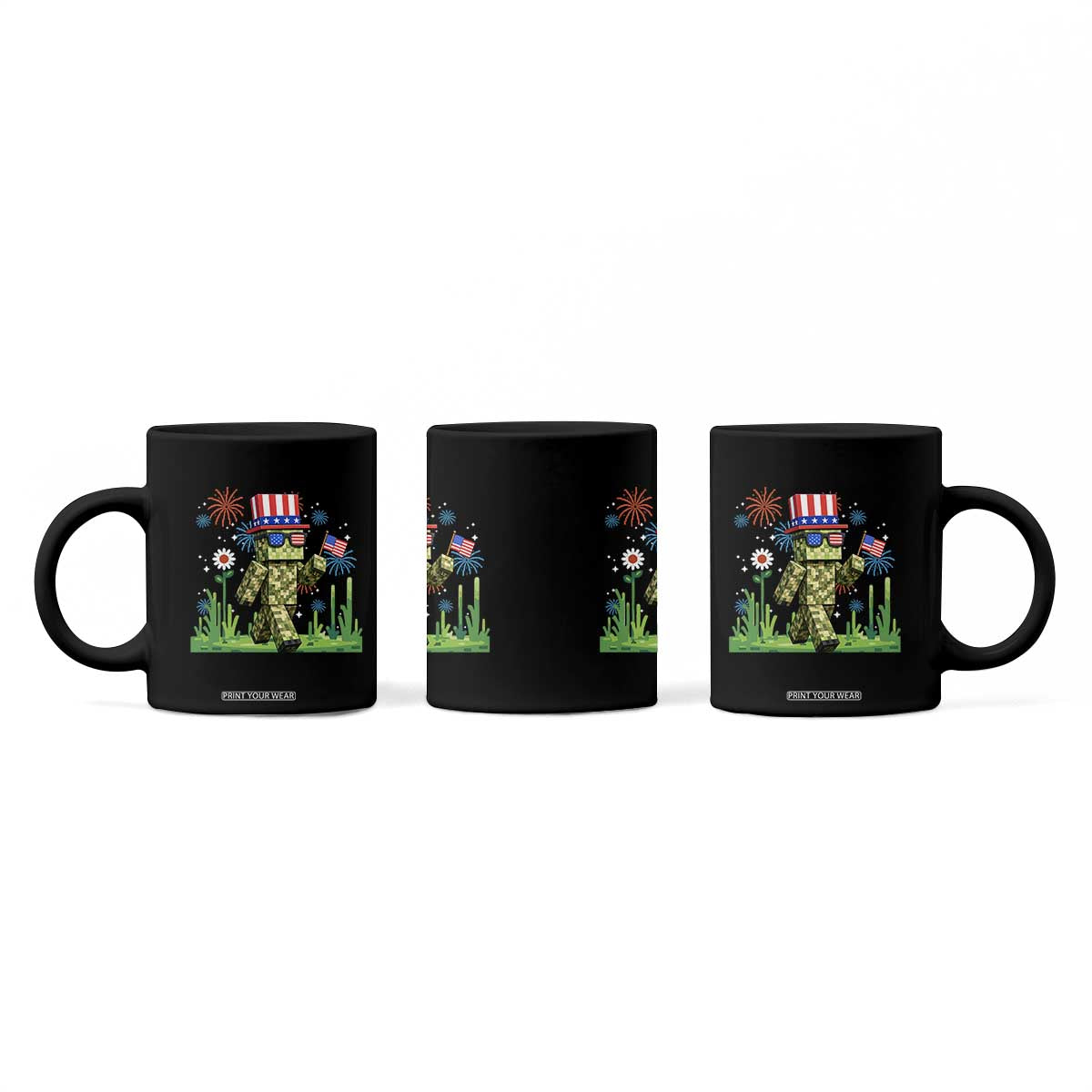 4th Of July Gamer Coffee Mug Pixel Art US Flag Gaming