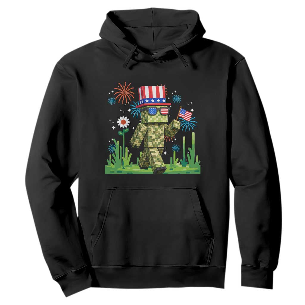 4th Of July Gamer Hoodie Pixel Art US Flag Gaming