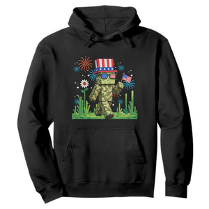 4th Of July Gamer Hoodie Pixel Art US Flag Gaming