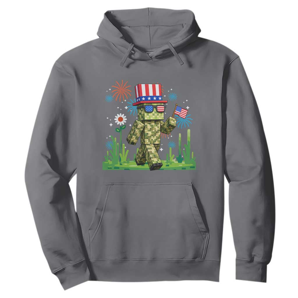 4th Of July Gamer Hoodie Pixel Art US Flag Gaming