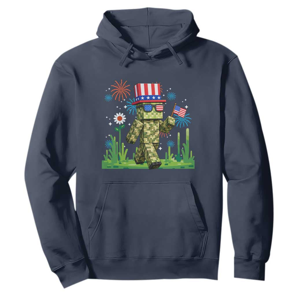 4th Of July Gamer Hoodie Pixel Art US Flag Gaming