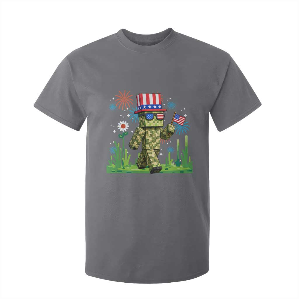 4th Of July Gamer T Shirt For Kid Pixel Art US Flag Gaming