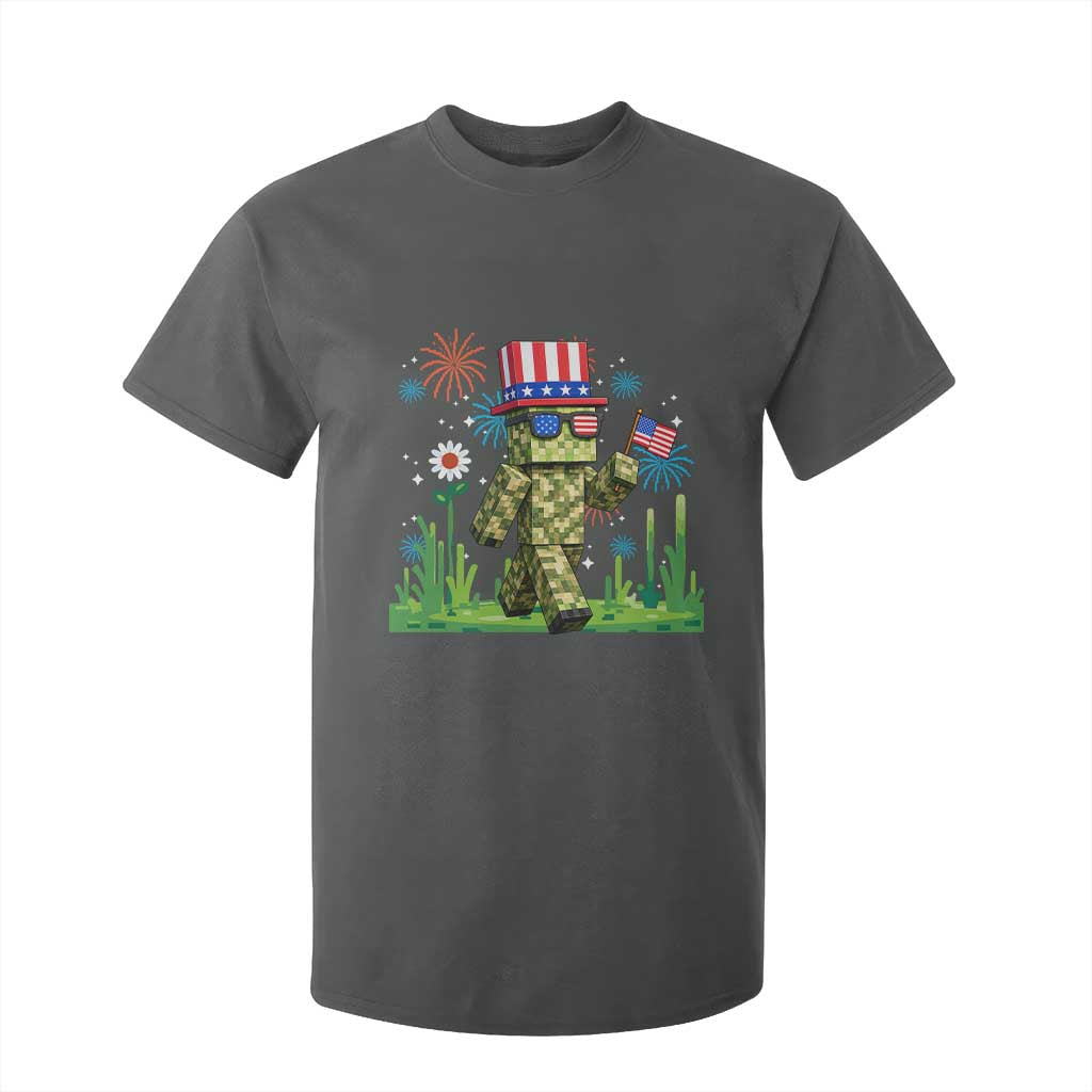 4th Of July Gamer T Shirt For Kid Pixel Art US Flag Gaming