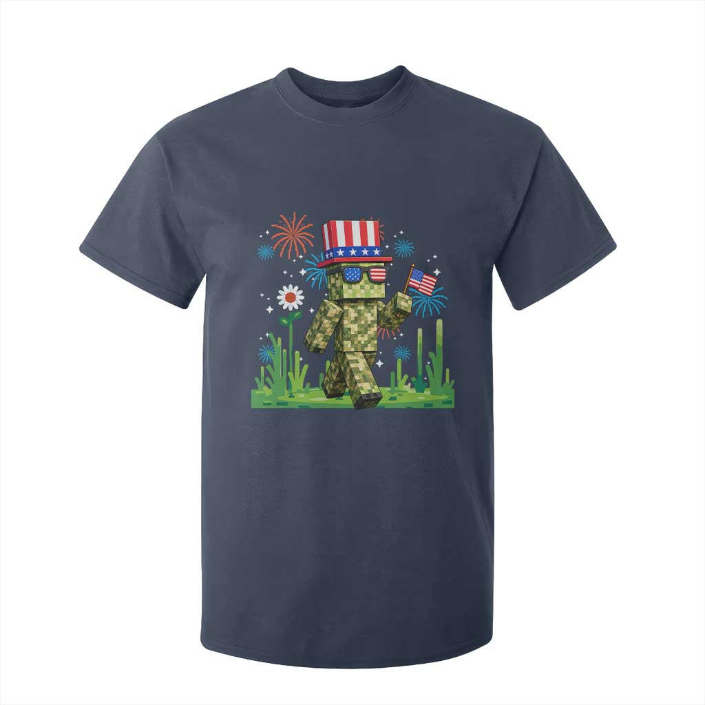 4th Of July Gamer T Shirt For Kid Pixel Art US Flag Gaming