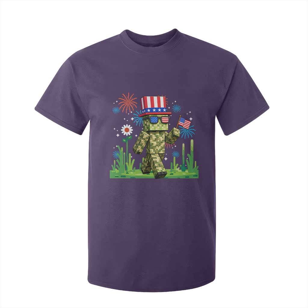 4th Of July Gamer T Shirt For Kid Pixel Art US Flag Gaming