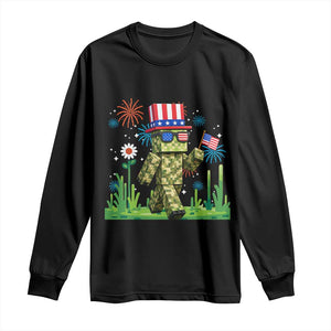 4th Of July Gamer Long Sleeve Shirt Pixel Art US Flag Gaming